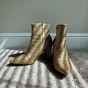 Gold rhinestone booties